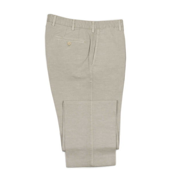 Midtown flat-front trousers in cement grey medium-weight cotton/linen