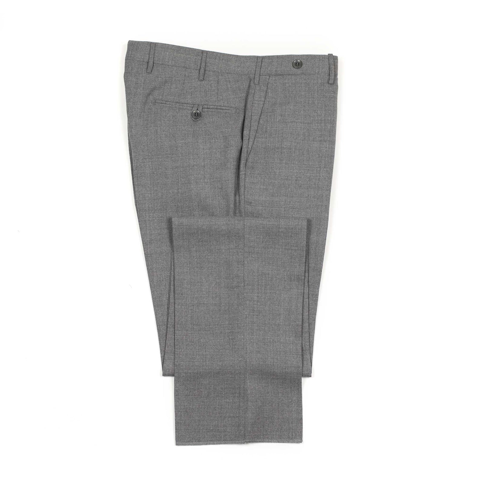 Midtown Flat Front Trousers In Medium Grey Lightweight Fresco Wool