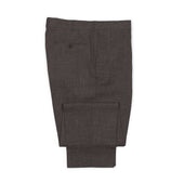 Manhattan pleated high-rise tapered trousers in chocolate brown Loro Piana wool/silk/linen