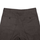 Manhattan Pleated High Rise Tapered Trousers In Brown Loro Piana Wool Silk Linen