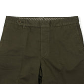 Dastin Higher Rise Side Tab Trousers In Green Garment Dyed Medium Weight Cotton Linen