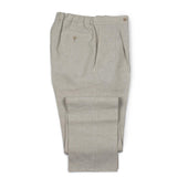 Exclusive single-pleated easy pants in oatmeal Italian linen