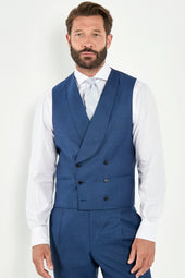 Royal blue double breasted waistcoat - Made in Italy