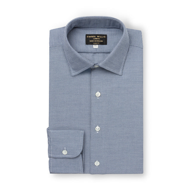 Royal Blue Prince of Wales Check Flanello Shirt