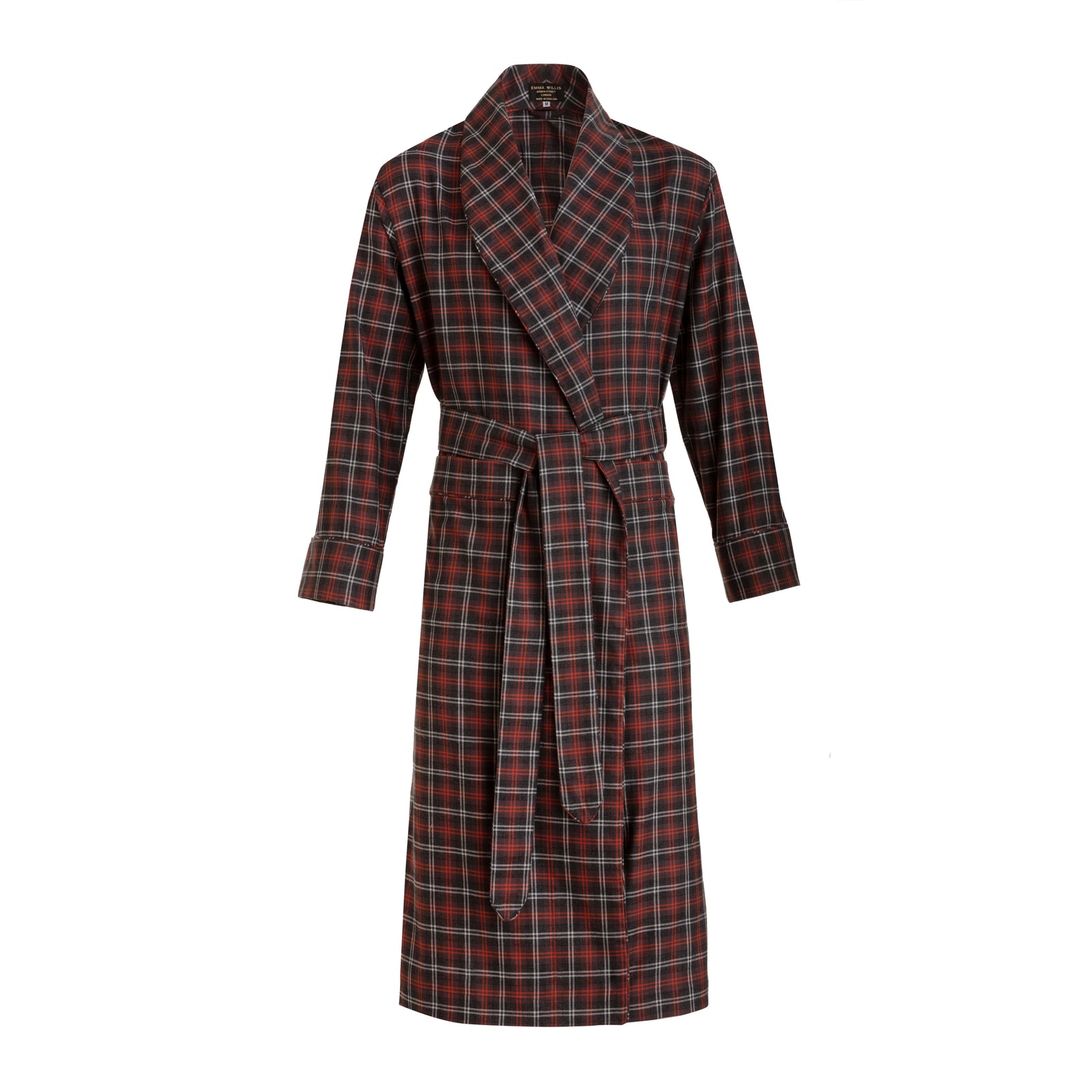 Ruby Chocolate Tartan Brushed Cotton Dressing Gown New