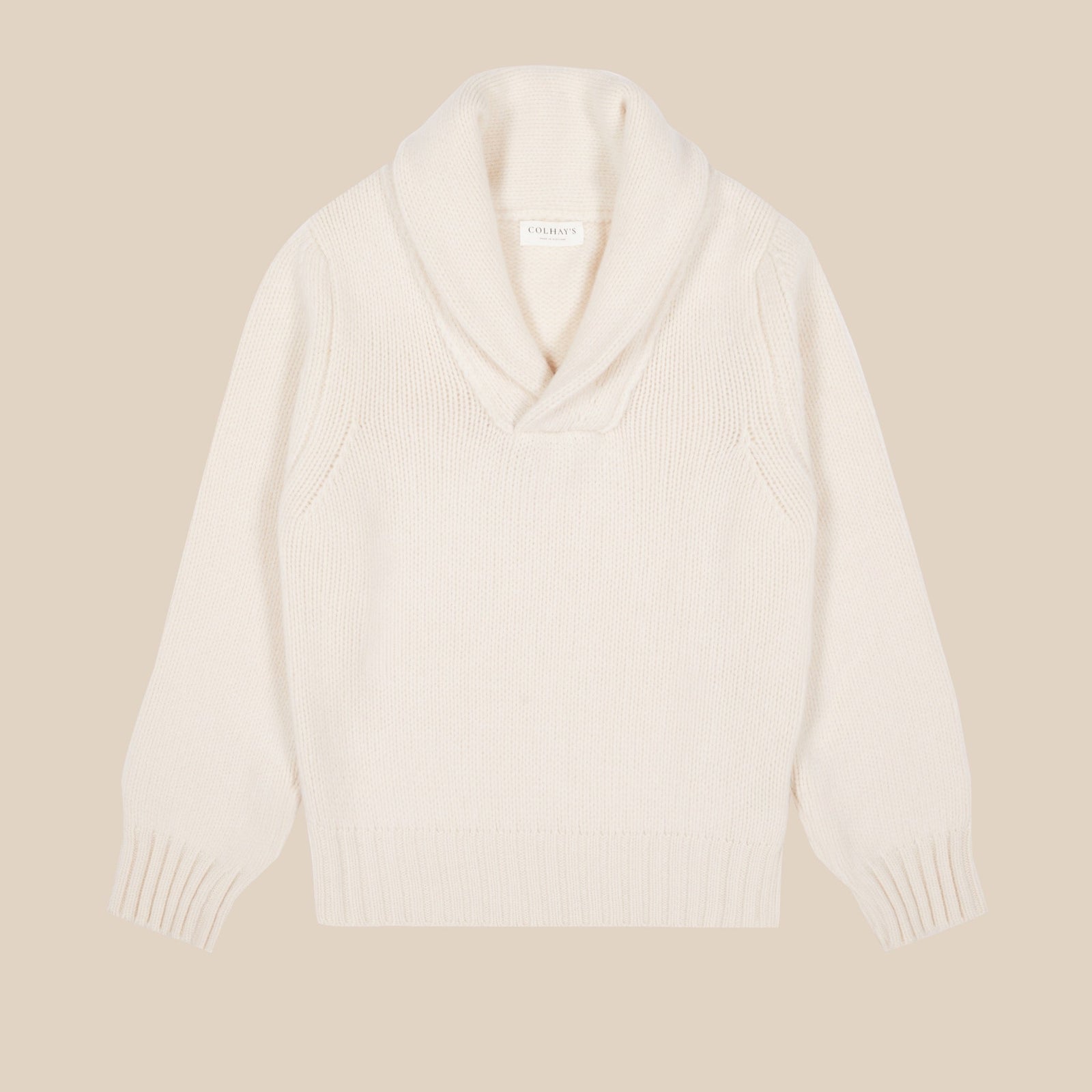 Superfine Lambswool Rugby Shawl Sweater In