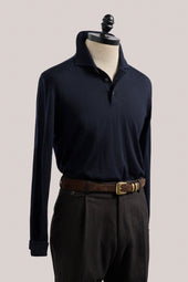 Rye Paperweight Merino Long Sleeve Polo - Noir