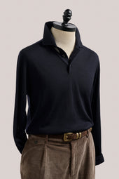 Rye Paperweight Merino Long Sleeve Polo - Navy