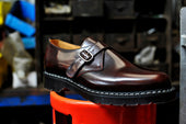 Burgundy Rub-Off Single Buckle Monk Shoe