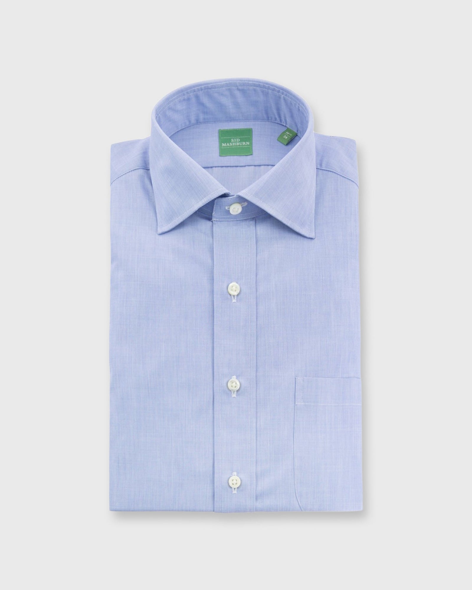 Spread Collar Dress Shirt in Blue End-On-End