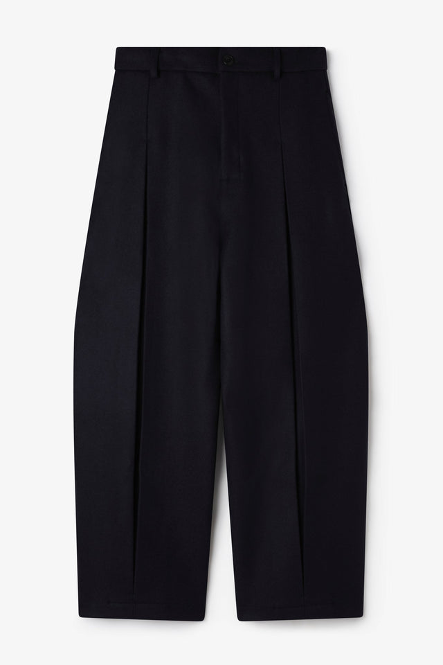 Box Pleat Trouser Wool - Navy