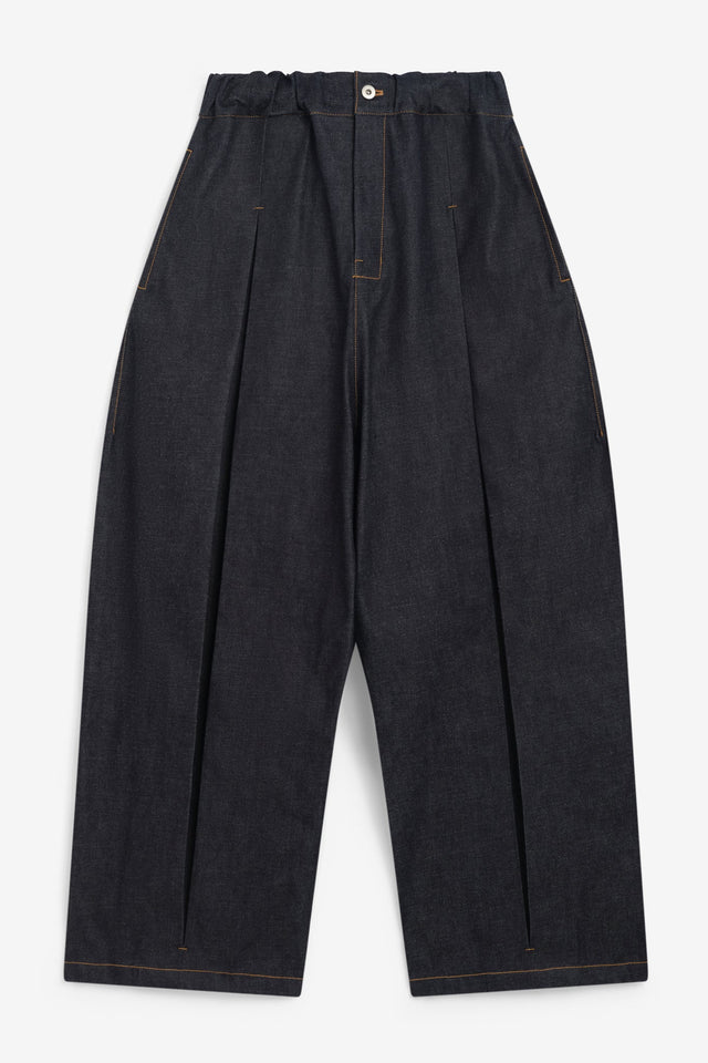 Box Pleat Trouser Denim - Raw Indigo