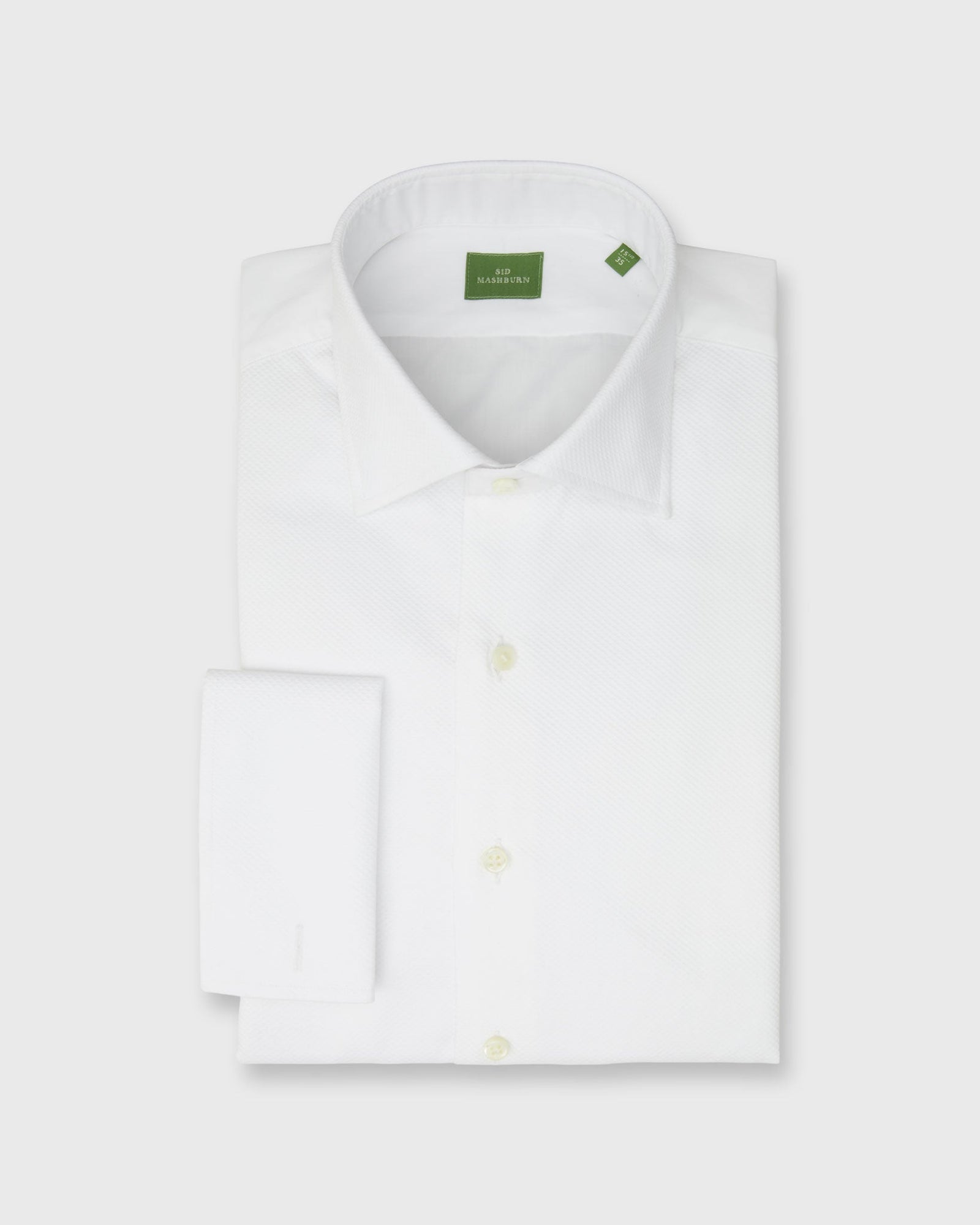 French Cuff Bib Front Tuxedo Shirt In Pique Poplin