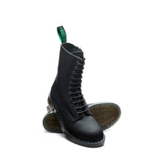 Black Greasy 11 Eye Zip Derby Boot