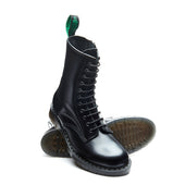 Black Hi-Shine 11 Eye Zip Derby Boot