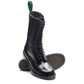 Black Hi-Shine 14 Eye Zip Derby Boot