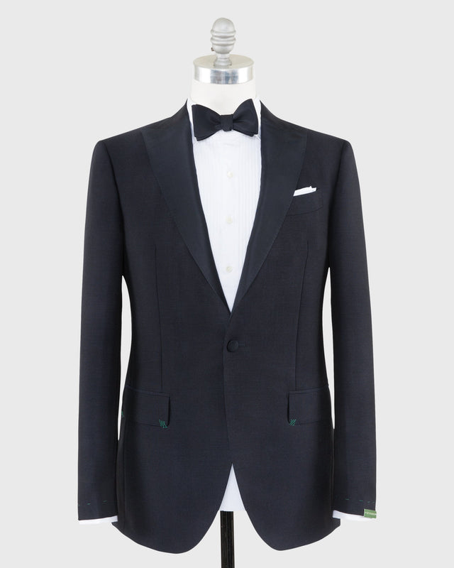 Kincaid No. 3 Peak Lapel Tuxedo in Navy Wool Mohair with Silk Grosgrain Trim