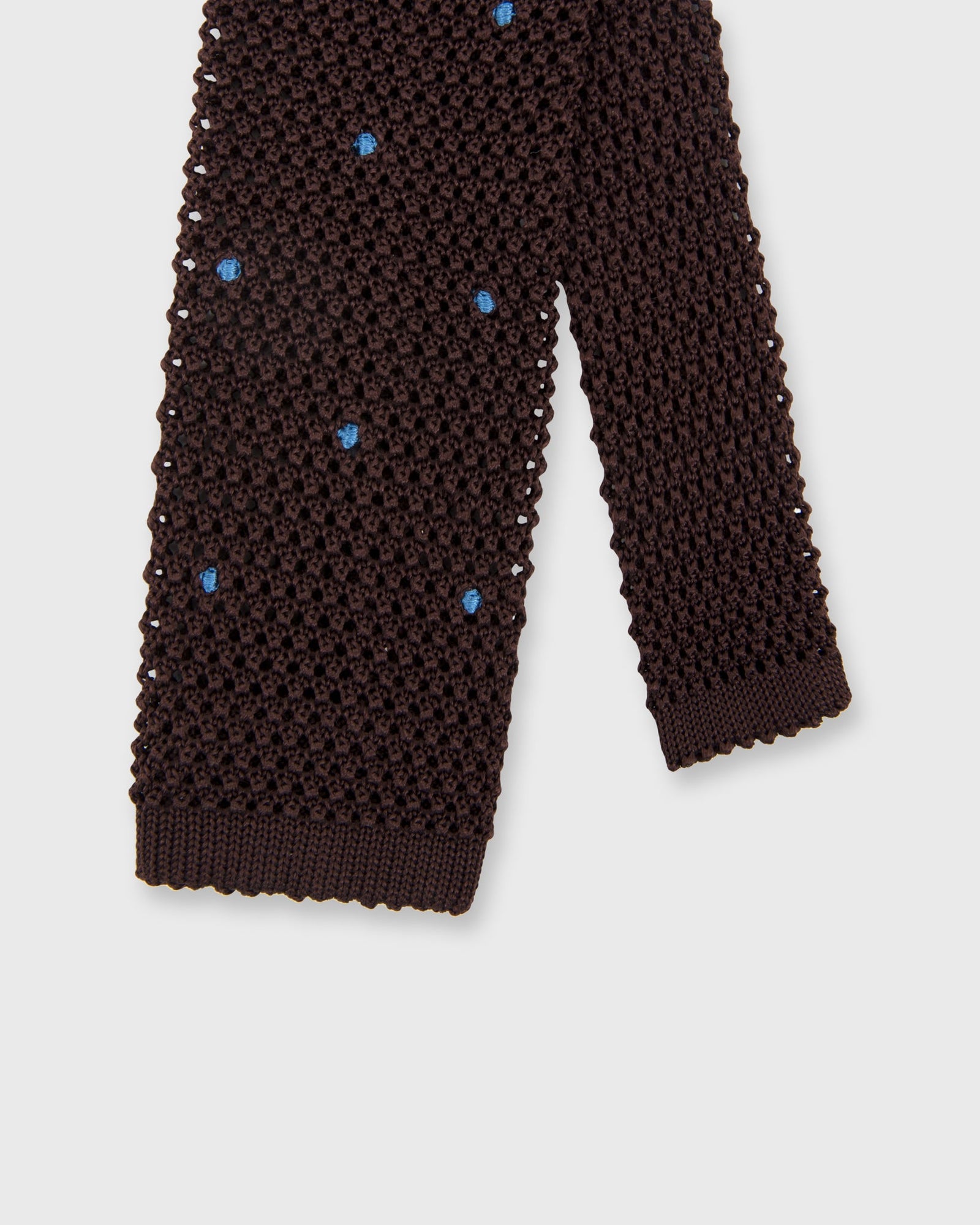 Silk Knit Tie In French Blue Dot