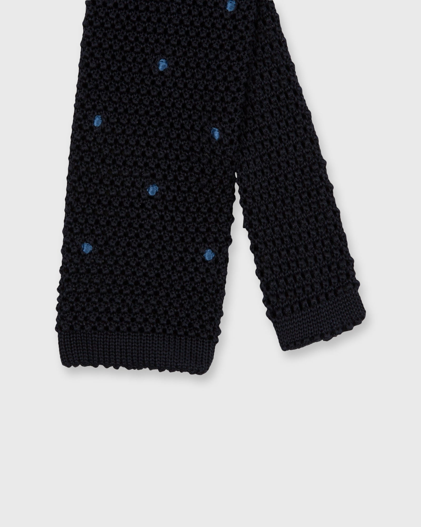 Silk Knit Tie In French Blue Dot