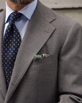 Animal Motif Wool Silk Pocket Square Army 40x40cm