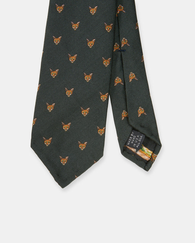 Wool Challis Club Tie in Olive Fox