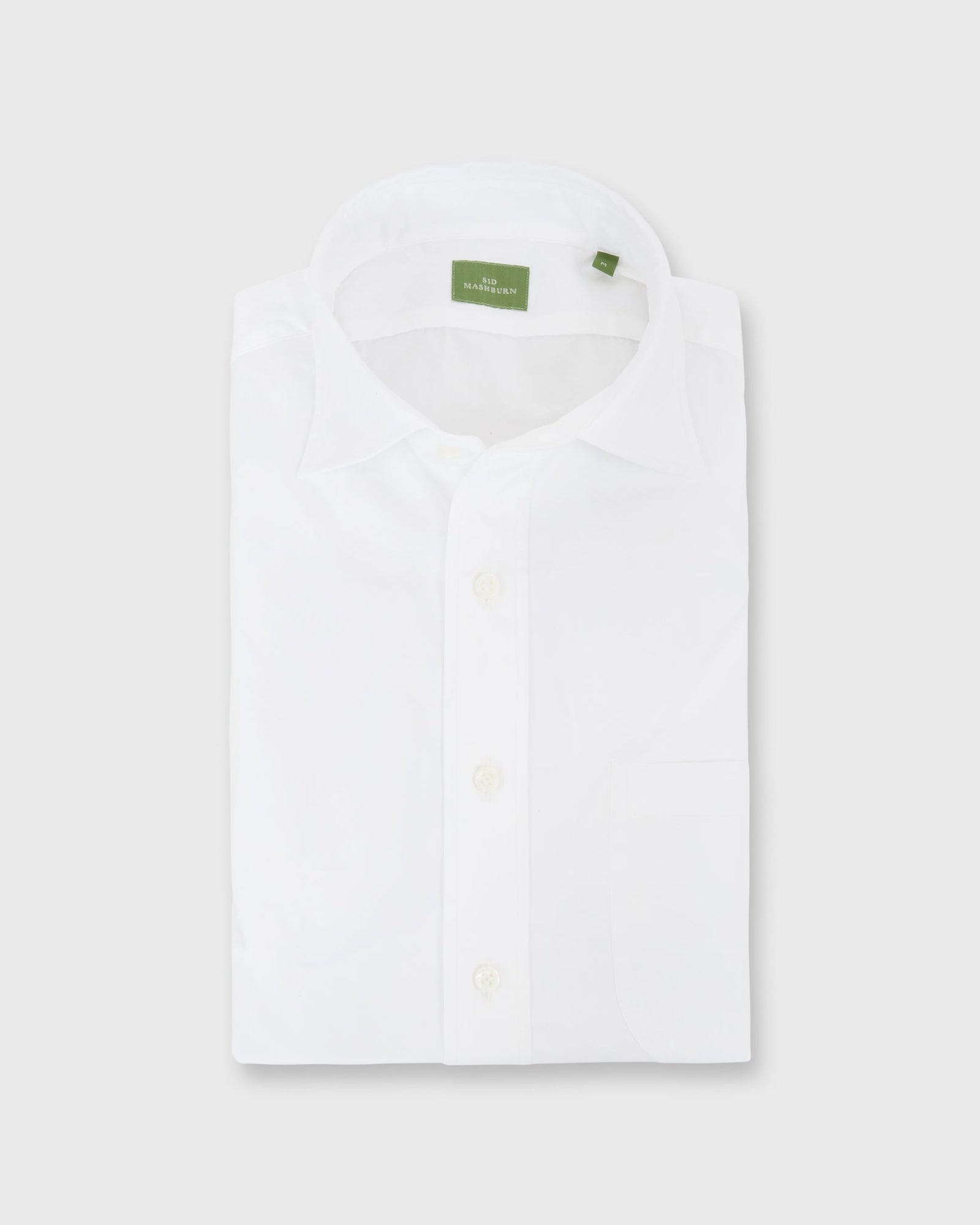 Spread Collar Sport Shirt in White Poplin