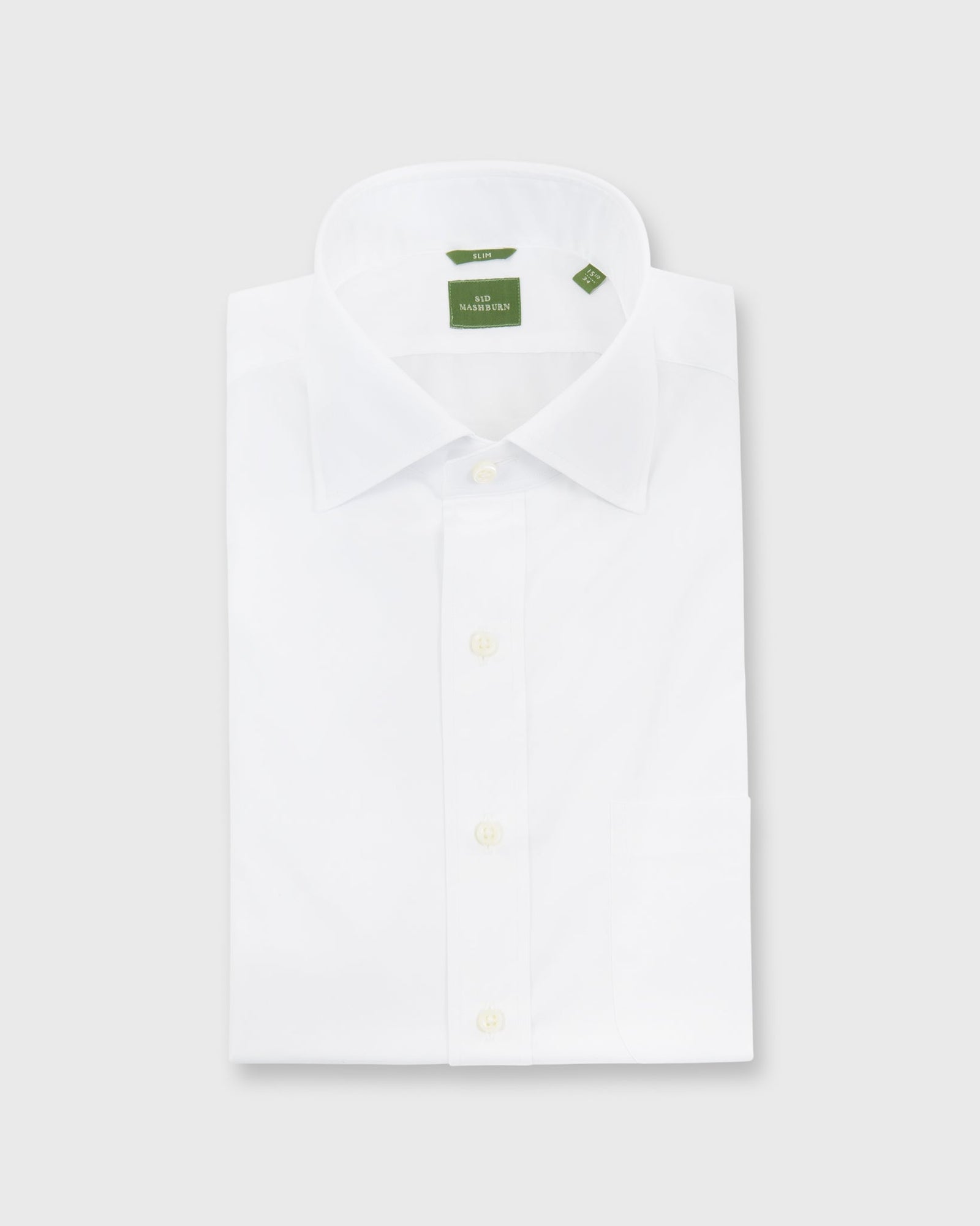 Slim-Fit Spread Collar Dress Shirt in White Poplin
