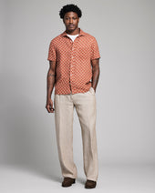 Short Sleeve Pagoda Tile Linen Treme Shirt