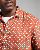 Short Sleeve Pagoda Tile Linen Treme Shirt