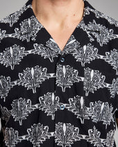 Short Sleeve Botanical Jacquard Camp Shirt