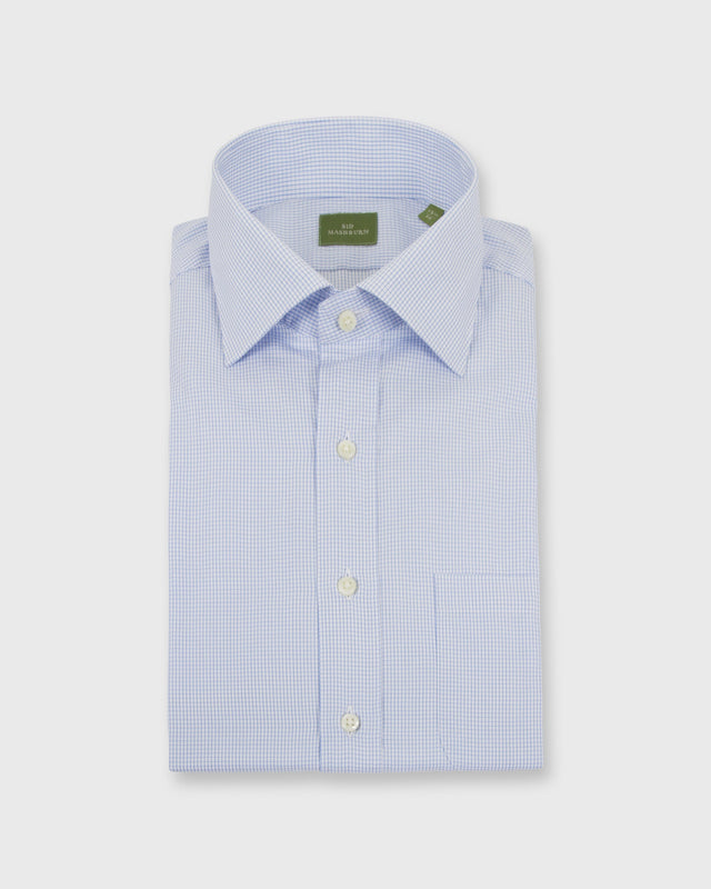 Spread Collar Dress Shirt in Sky Graph Check Poplin