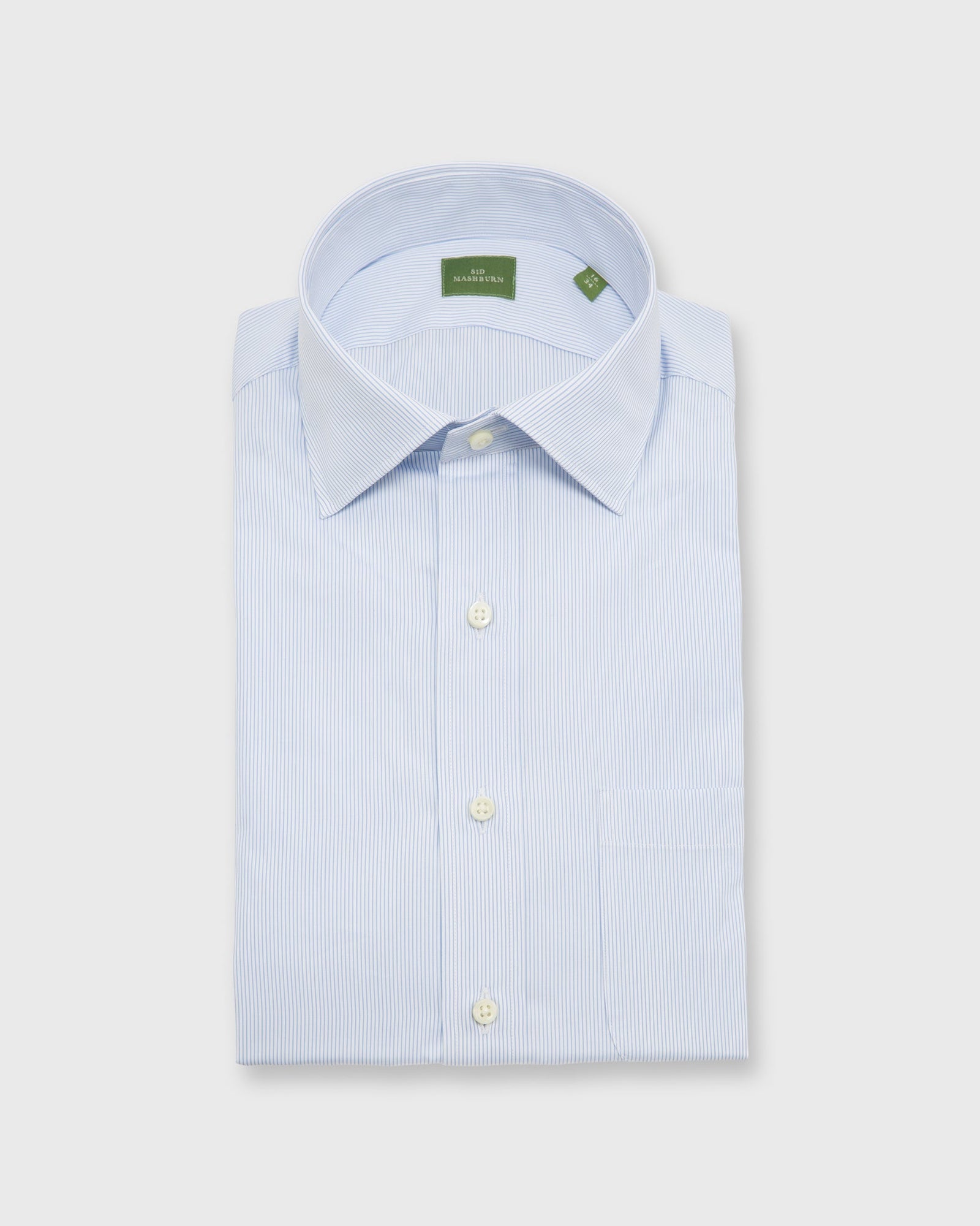 Spread Collar Dress Shirt in Sky Pencil Stripe Poplin