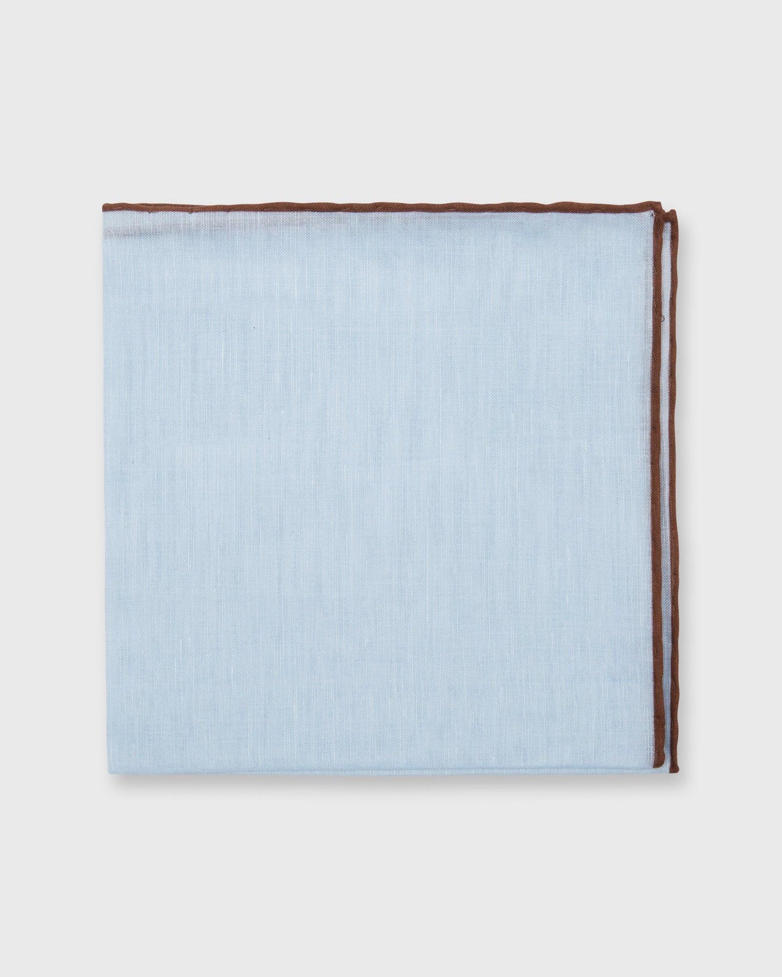 Hand-Rolled Pocket Square in Sky Cotolino/Brown Edge