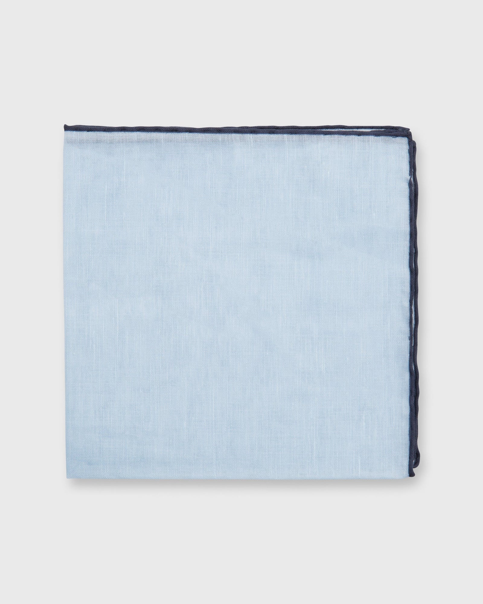 Hand Rolled Pocket Square In Cotolino Navy Edge
