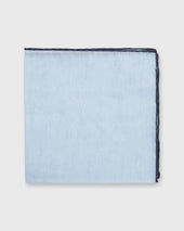 Hand Rolled Pocket Square In Cotolino Navy Edge