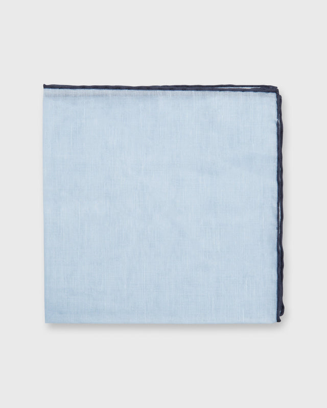 Hand Rolled Pocket Square In Cotolino Navy Edge