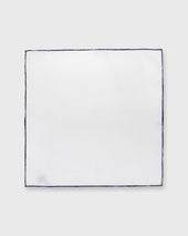 Hand Rolled Pocket Square In Cotolino Navy Edge