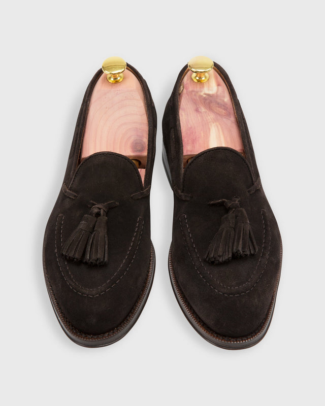 Italian Tassel Loafer in Dark Chocolate Suede