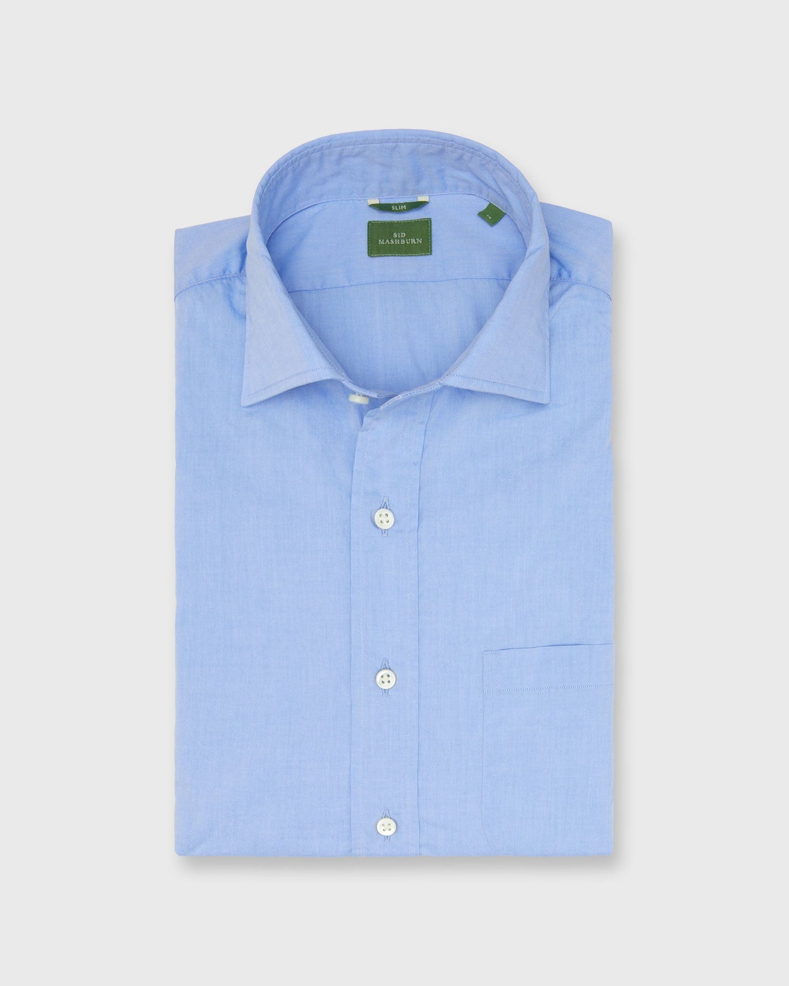 Slim Fit Spread Collar Sport Shirt In Light Chambray