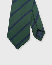 Irish Poplin Tie in Green/Navy Bar Stripe