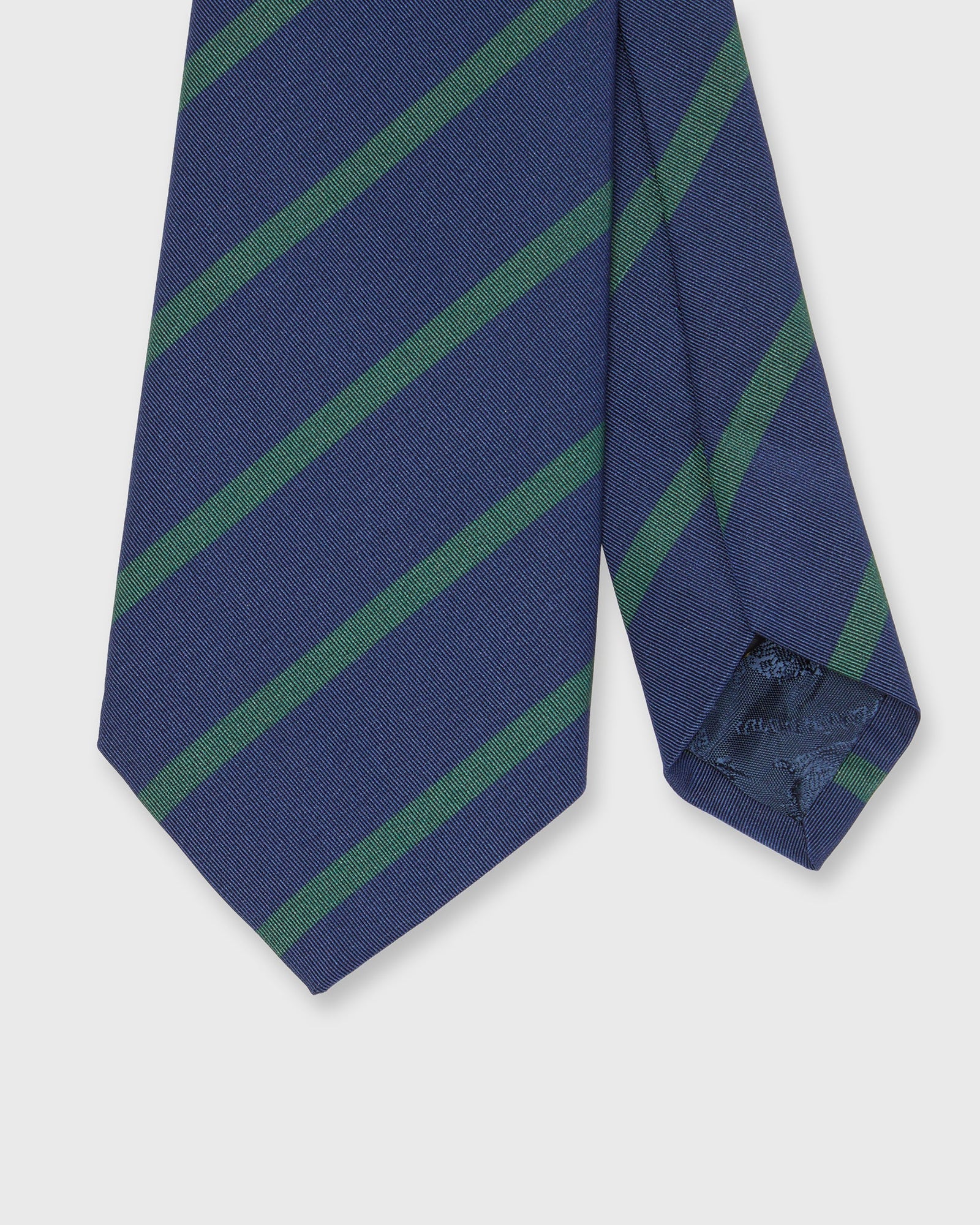 Irish Poplin Tie In Green Bar Stripe