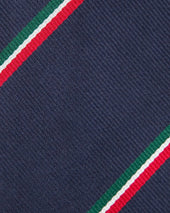 Silk Repp Tie In Red White Green Stripe