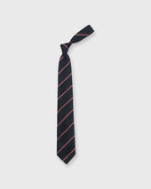 Silk Repp Tie In Midnight Red White Stripe