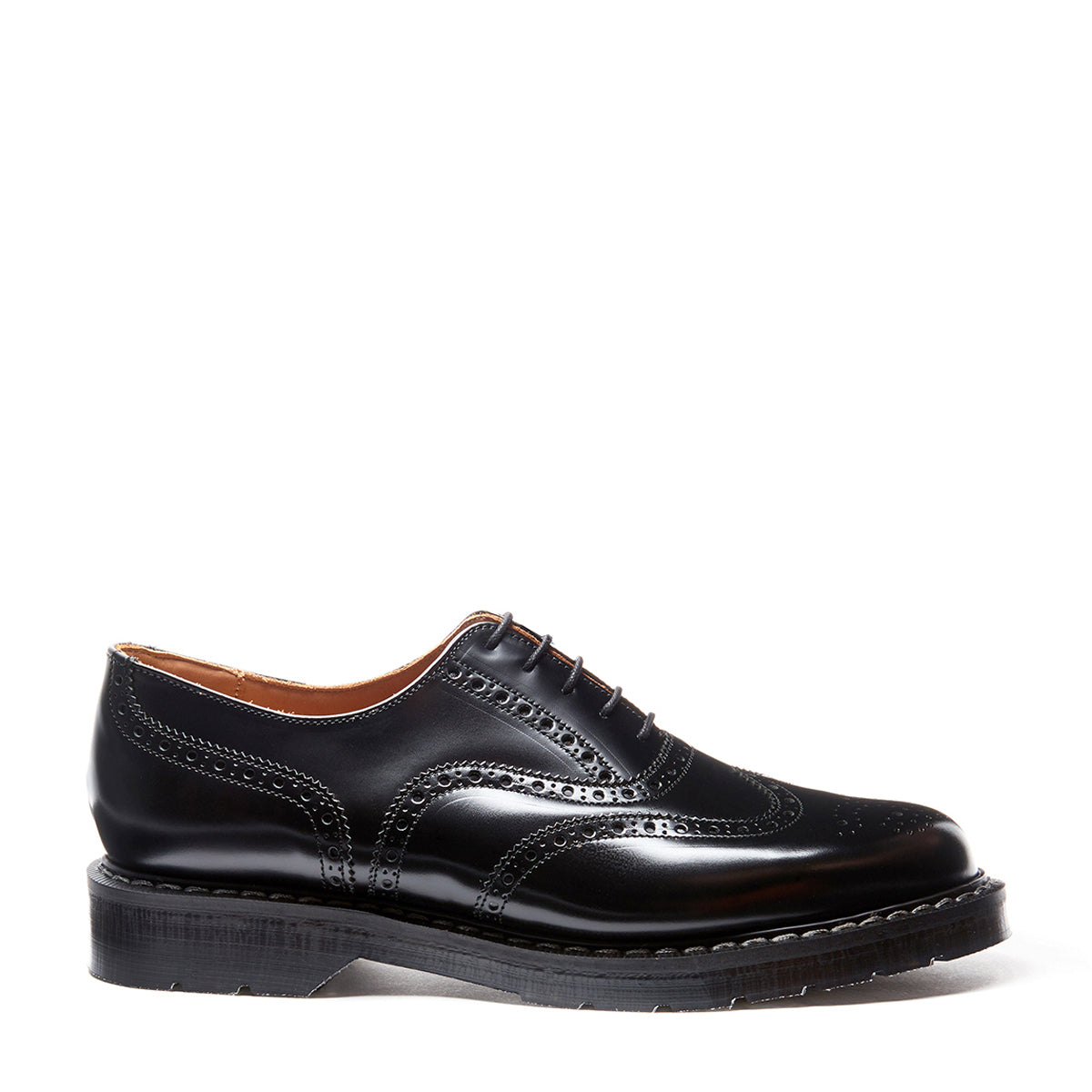 Black Hi-Shine English Brogue Shoe