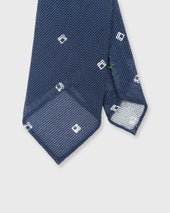 Cotton Woven Tie In White Diamonds