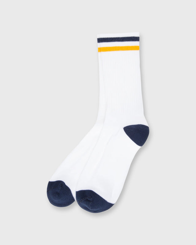 Kennedy Luxe Athletic Socks in White/Navy/Gold
