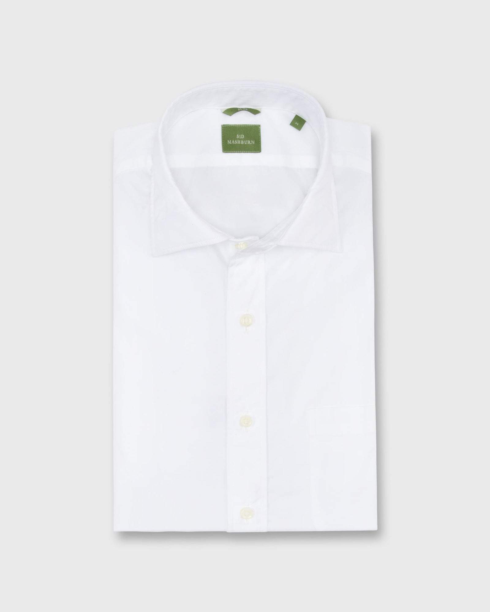 Slim-Fit Spread Collar Sport Shirt in White Poplin