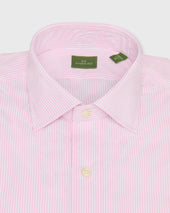 Spread Collar Dress Shirt In Pink Bengal Stripe Poplin