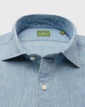 Spread Collar Sport Shirt In Extra Light Washed Chambray