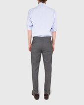 Pleated Dress Trouser In Mid Grey High Twist